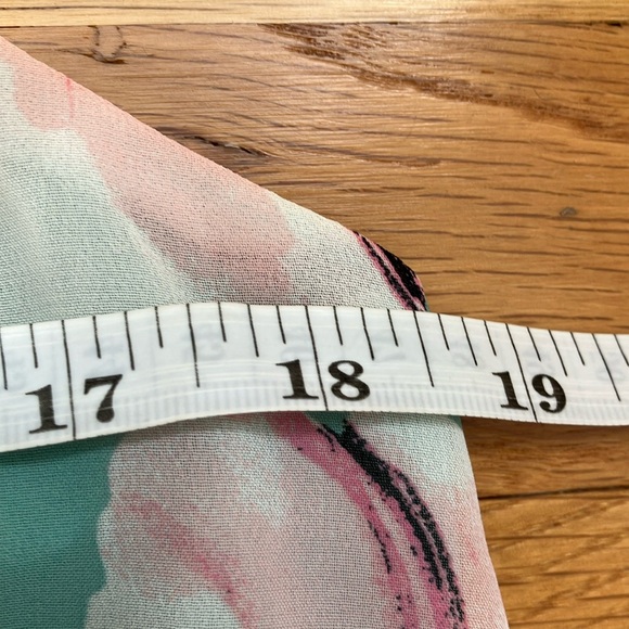 Vince Camuto Floral Chiffon Halter Dress High-Low Green Size 14 - Picture 14 of 16